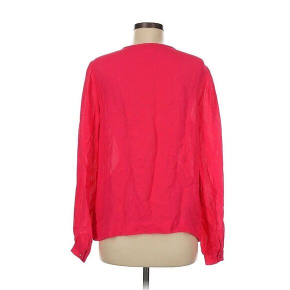 Kate Spade Live Colorfully Long Sleeve Blouse Size 14 Fuchsia Pink - Picture 2 of 9